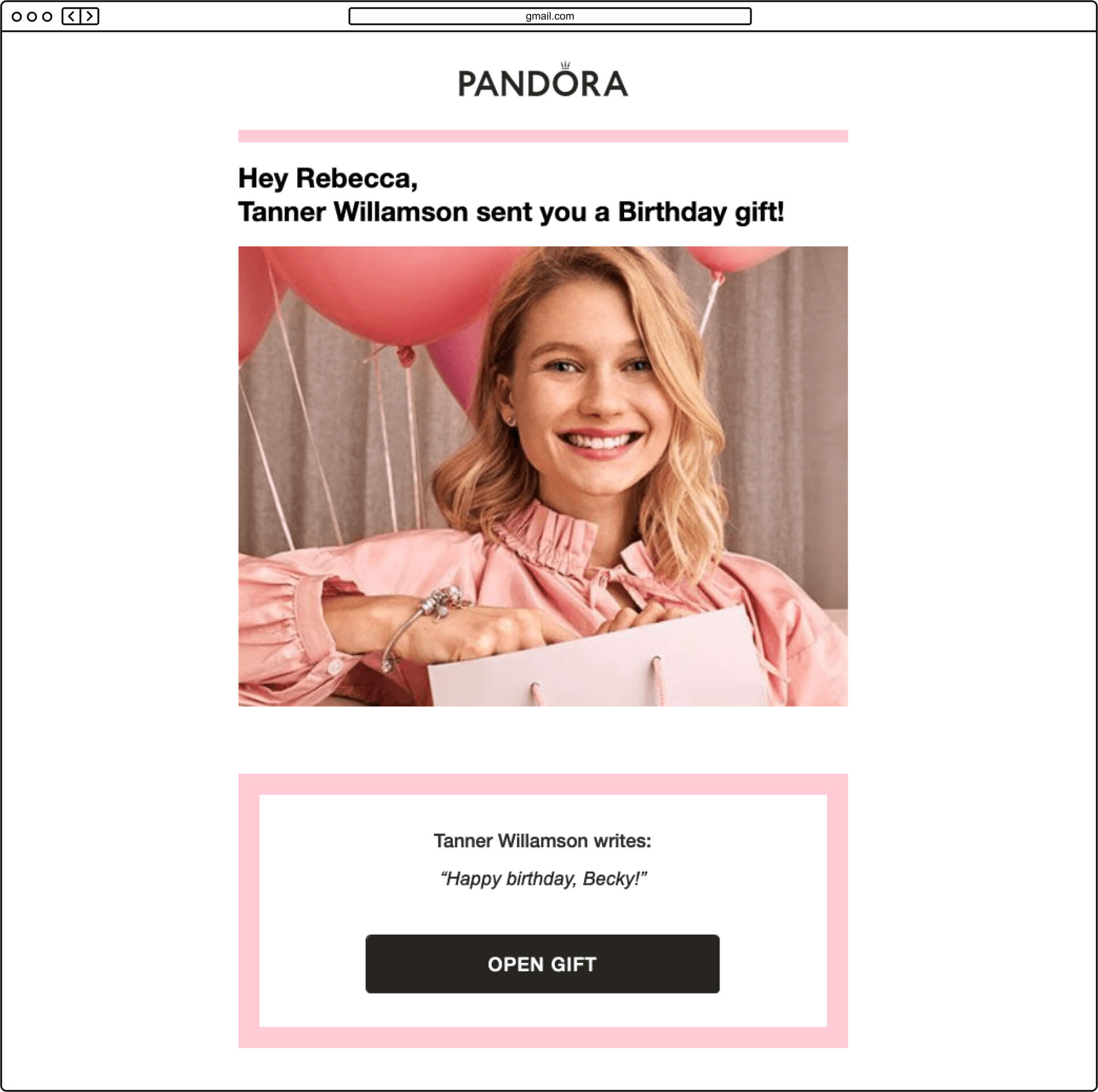 Pandora Gift Email